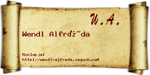 Wendl Alfréda névjegykártya